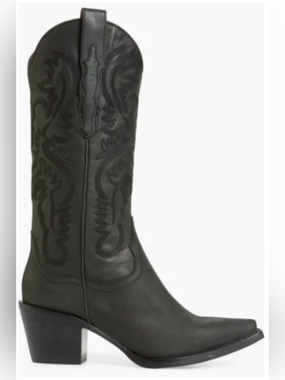 Jeffrey Campbell DAGGET WESTERN BLACK PULL ON EMBROIDERED BOOTS 10 $298